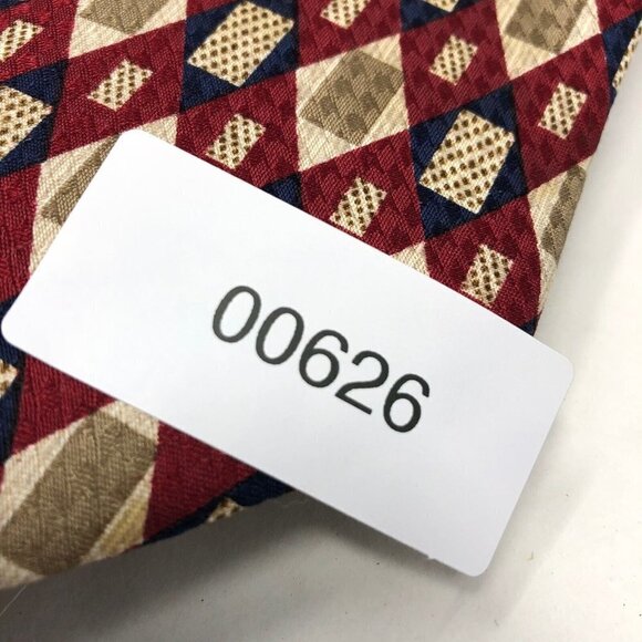 Givenchy Monsieur 100% Silk Red Gold Blue Geometric Men's Designer Tie - Picture 10 of 10